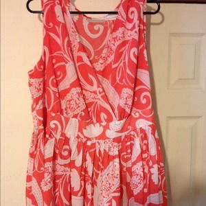 Pink, white and gray blouse