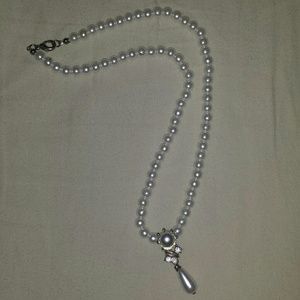 Diamond Faux Pearl Necklace