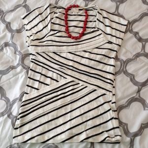 ANTHROPOLOGIE Striped Shirt, Black and White/Ivory