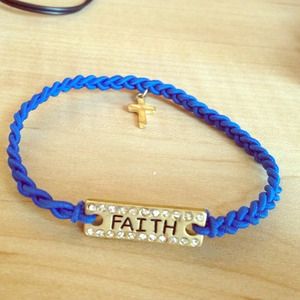 Royal blue elastic "Faith" and cross bracelet!