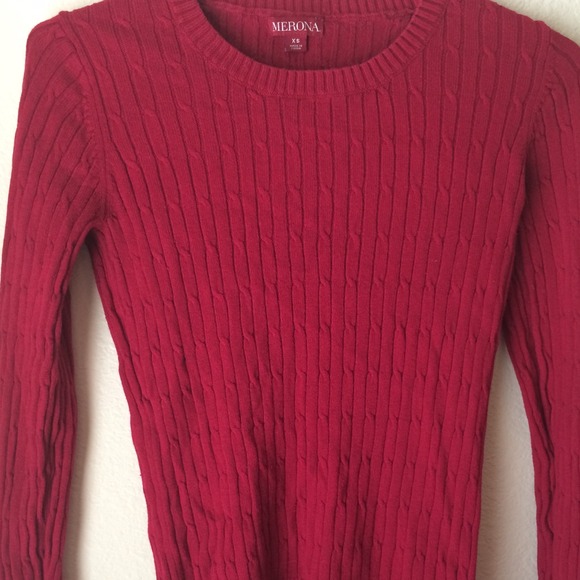 Deep Red Cable Knit Sweater ❤️💋