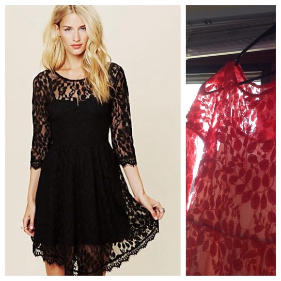 Free People Red Lace Dress