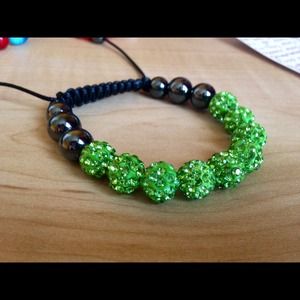 Lime green & gray adjustable statement bracelet!