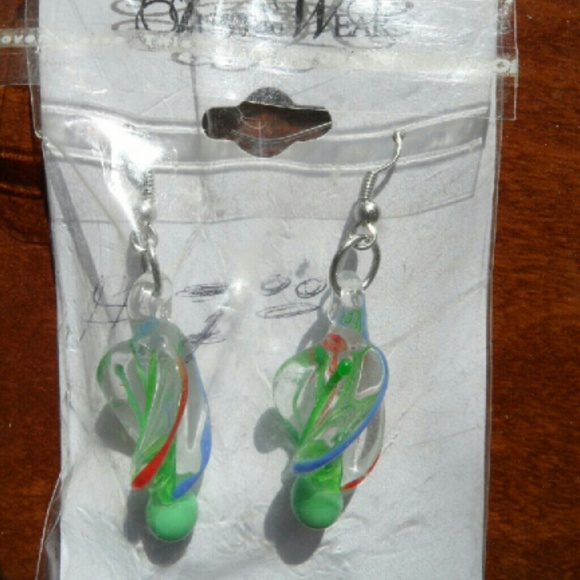 Unique Spiral Design Glass Earnings - Picture 2 of 3