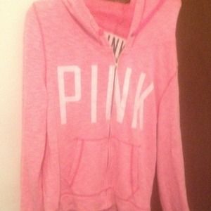 Pink hoodie.
