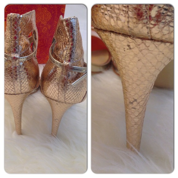 Mix No 6 Steppin Out Gold Snakeskin Heels - Picture 3 of 4