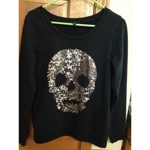 Sequin Skeleton Black Sweater