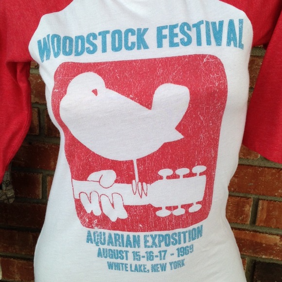 ❌BUNDLED❌ Vintage Woodstock baseball 3/4 Top - Picture 3 of 4