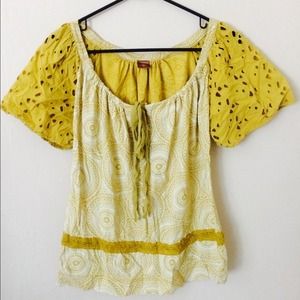 Language Mustard top for Anthropologie, NWOT