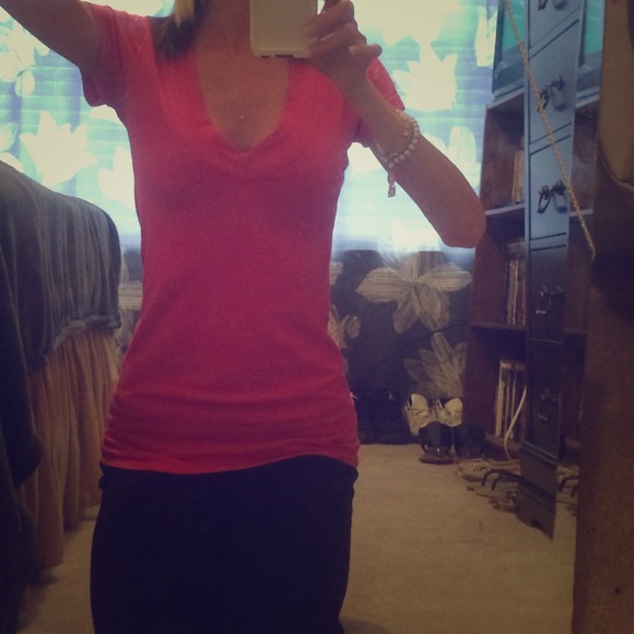 Pink wet seal vneck tshirt