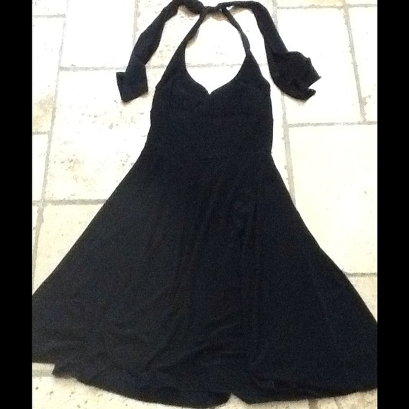 Black Halter Dress with Sexy Lace Up Back