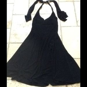 Black Halter Dress with Sexy Lace Up Back