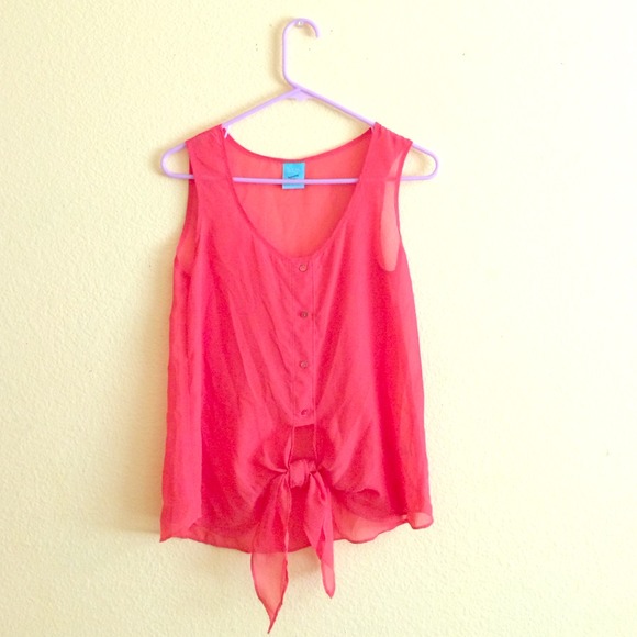 Blood orange sheer tank top