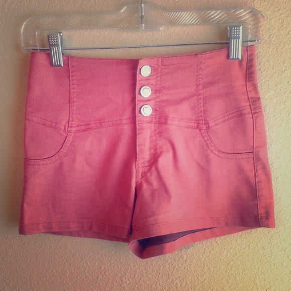 Orangish red high waisted summer shorts - Picture 1 of 1
