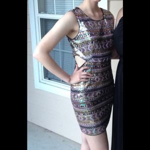 Forever 21 sequin body con dress with cutouts