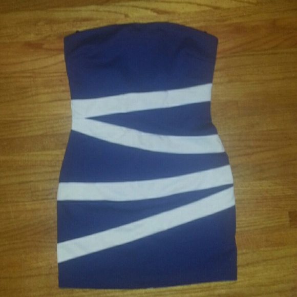 Sexy blue and white tube dress