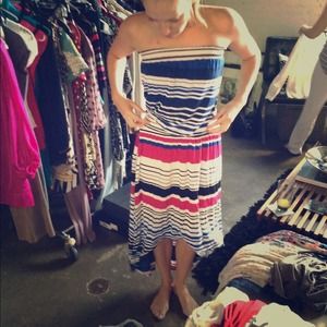 High low Red Haute M strapless dress