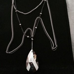 Long silver and black necklace