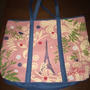 Pink and blue Lancôme bag.