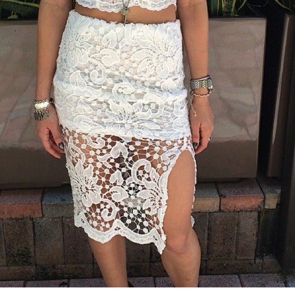 LF lace white skirt size small festival boho
