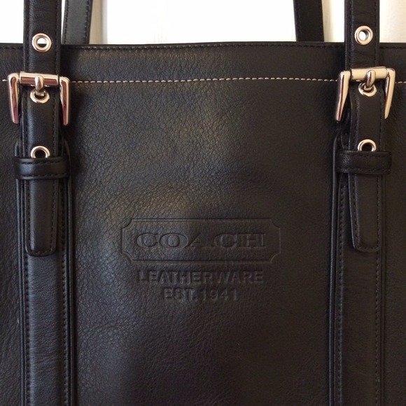 Coach Large Black Leather Tote Handbag