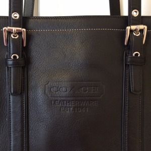 Coach Large Black Leather Tote Handbag