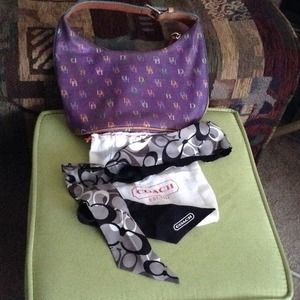 Dooney Hobo Bag & Silk Coach Scarf/Headband Bundle