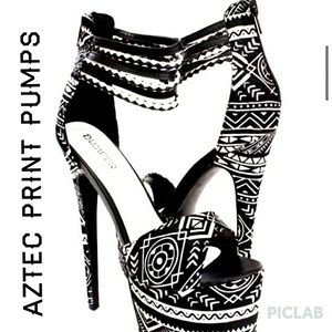 Aztec print heels