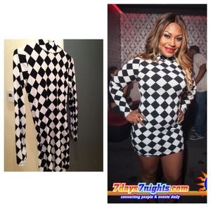 Diamond Printed Body Con Dress