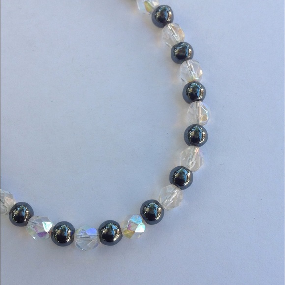 SS Hematite & Crystal Anklet - Picture 2 of 3