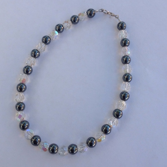 SS Hematite & Crystal Anklet - Picture 3 of 3