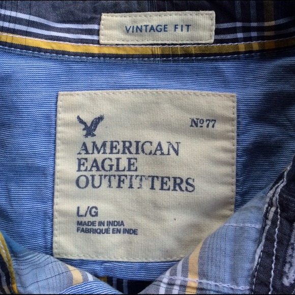 Men's American Eagle Plaid Button Up - Picture 4 of 4