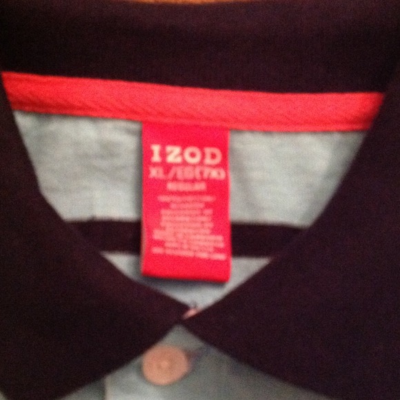 Boys Izod pull over short sleeve light blue/navy. - Picture 3 of 3