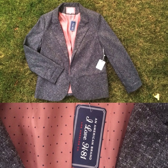 Forever 21 Charcoal + Polkadot Blazer Jacket