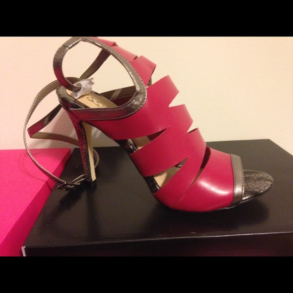 Hot pink and silver heels.