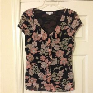 Flower Chiffon Material Shirt