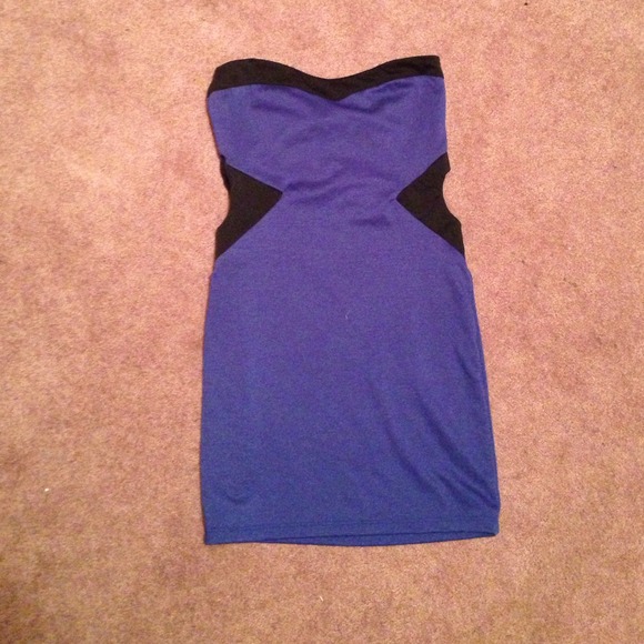 Blue body con cut out dress