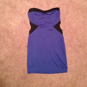 Blue body con cut out dress