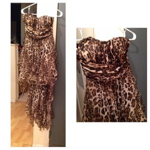 Sweetheart  Asymmetrical Leopard Print Dress