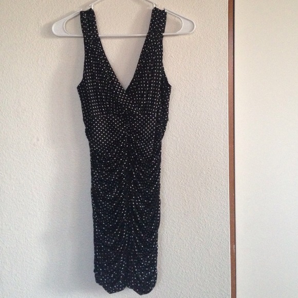 Scrunched polka dot bodycon dress