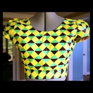 Ankara tie-back crop top