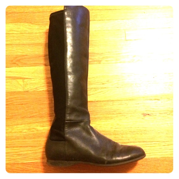 Black Knee High Leather Boots 6.5