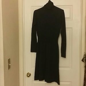Navy blue turtleneck sweater dress