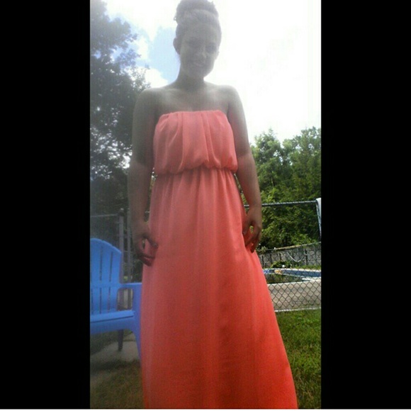 Neon Salmon gown with or without belt