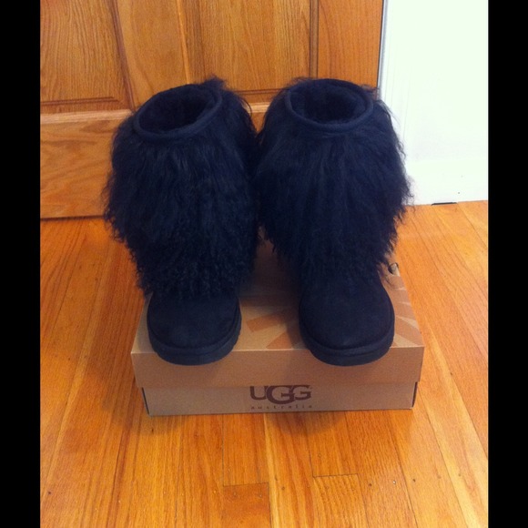 Furry Black Uggs (lightly worn)