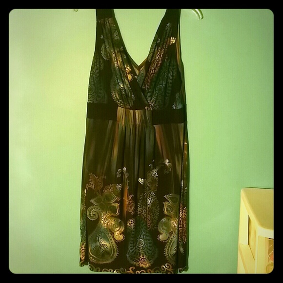 Black, Brown, and Blue Patterned Dress