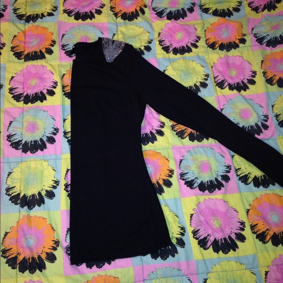 Black long sleeve shirt w/ shoulder embellishment