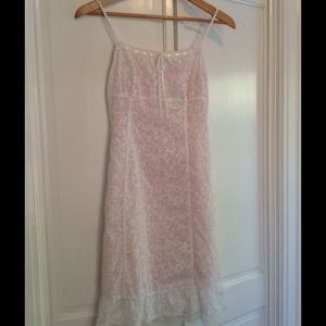 Lace hem floral print dress