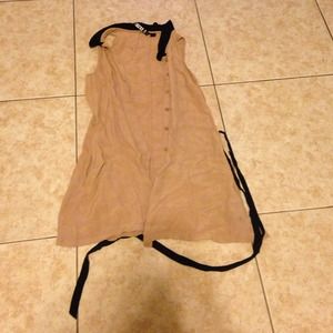 Tan dress with a Peter Pan collar