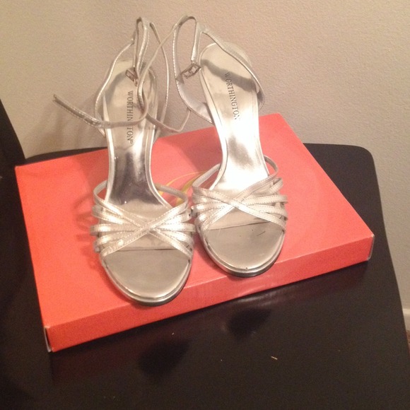 Open toed silver heels